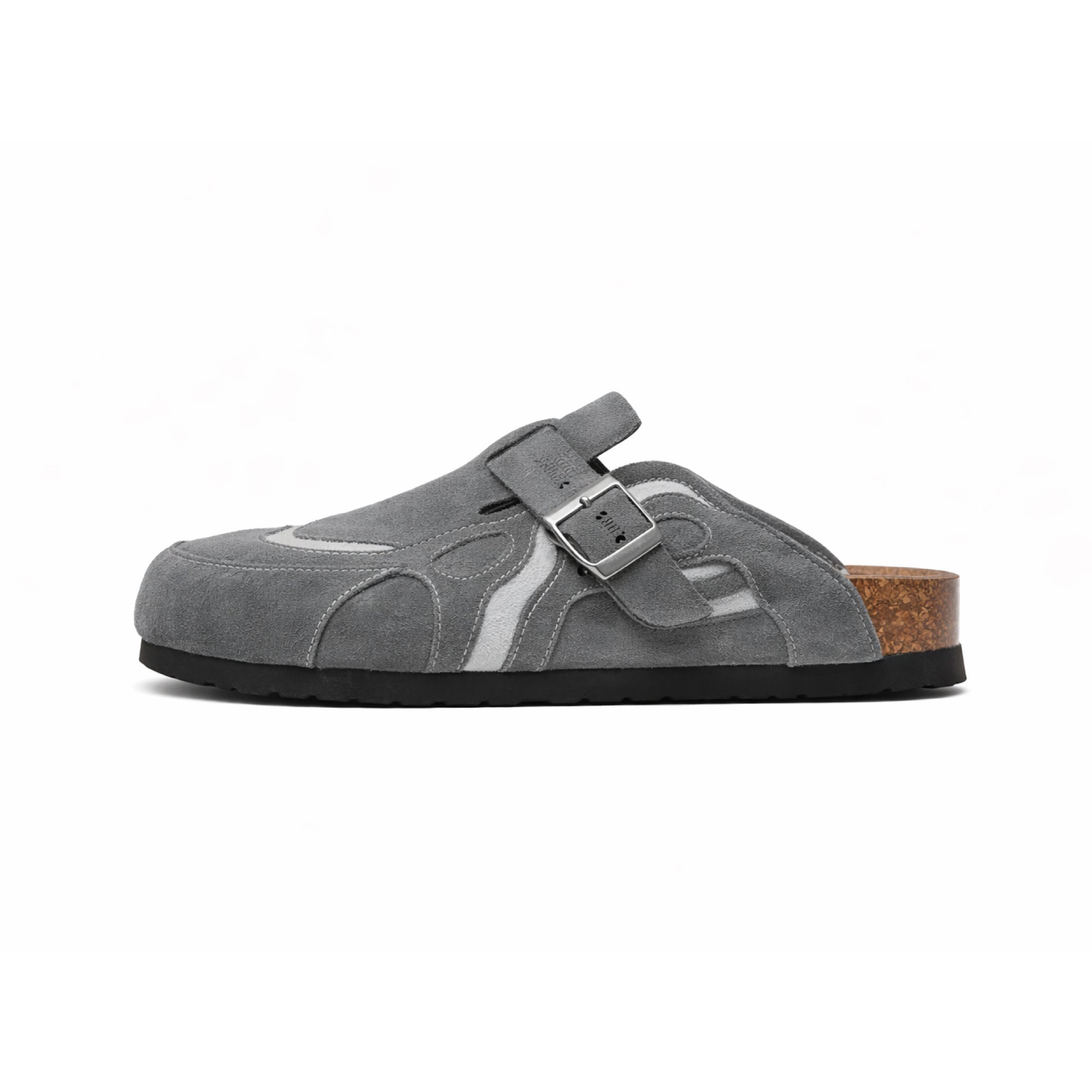 Zuecos premium de ante gris piedra