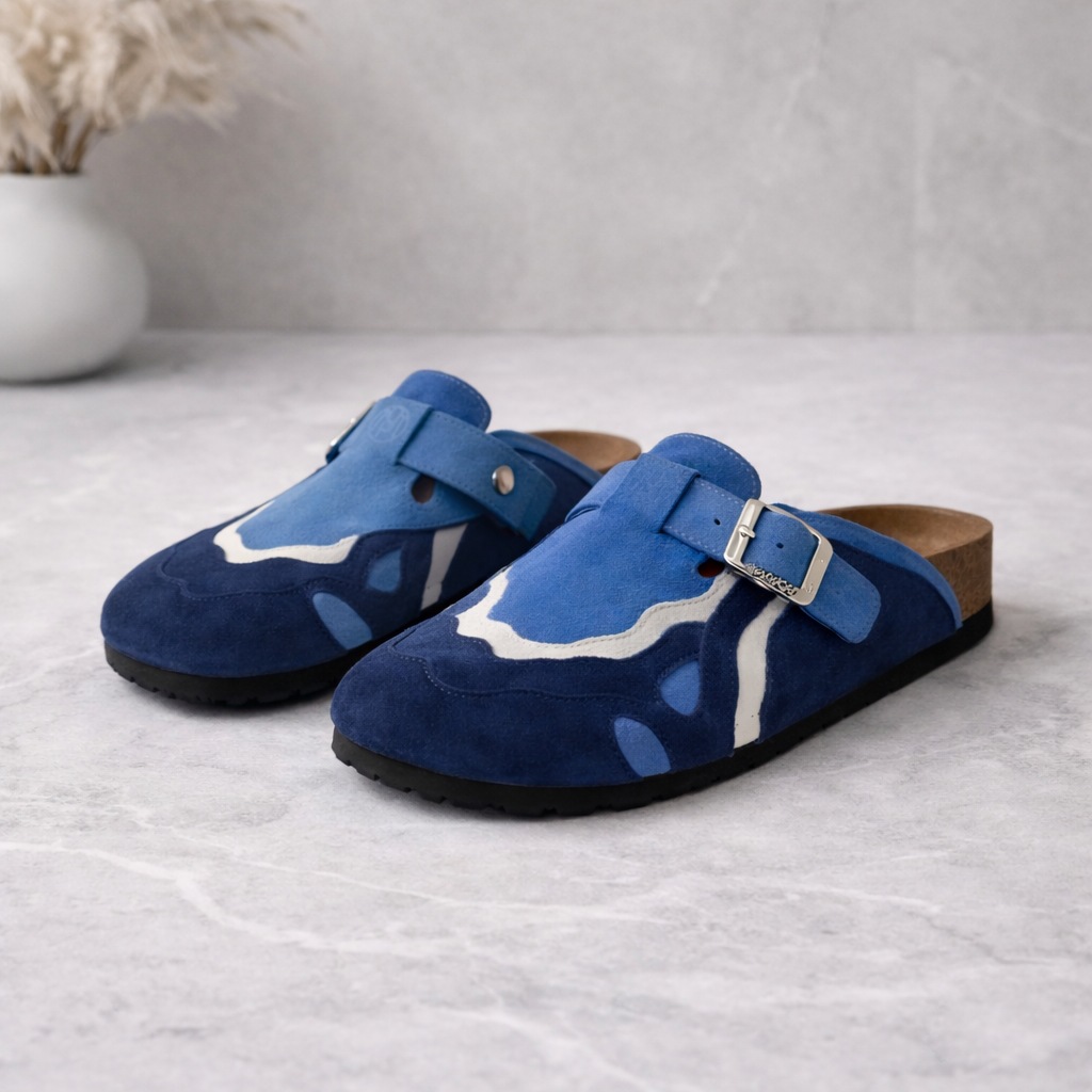 Zuecos Pellmaro Premium de ante azul